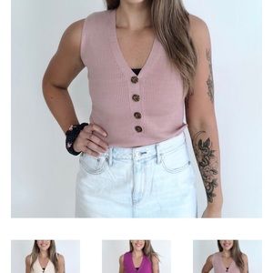 NWOT Ribbed button tank